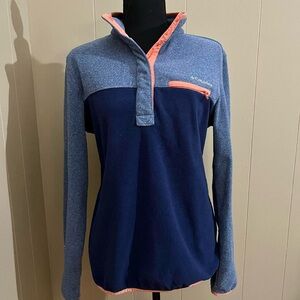 Blue and pink Columbia Sportswear quarter button up jacket